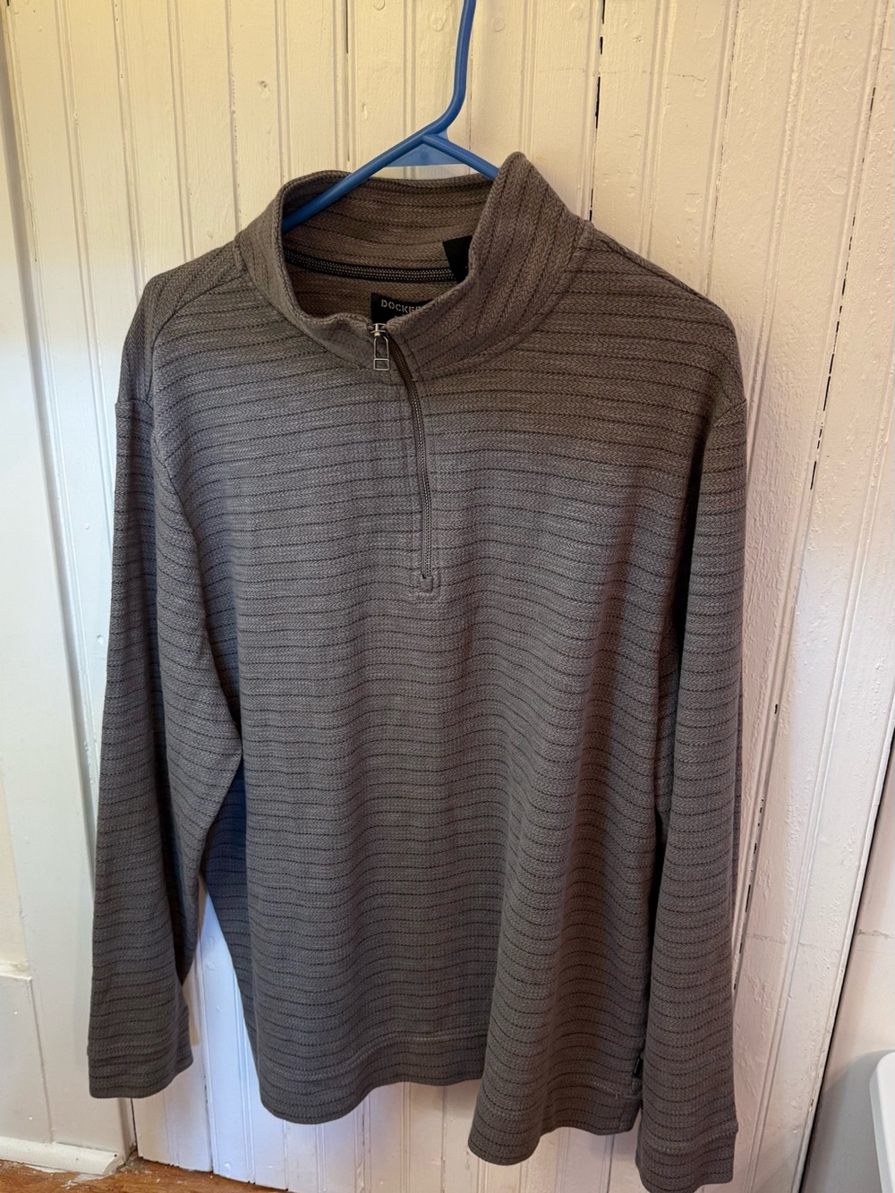 Dockers Men’s Charcoal Zip Mock-Neck Sweater